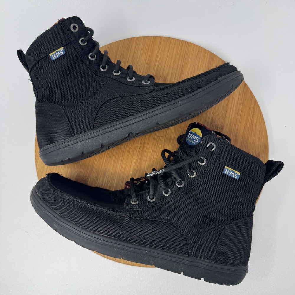 Lems Boulder Boot Black Canvas Vegan Zero Drop Minimalist Mens 10 Womens 11.5
